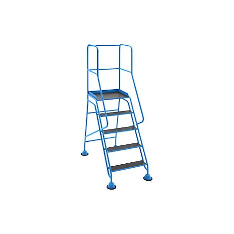 Escalera rodante con tarima  plataforma y peldaños de