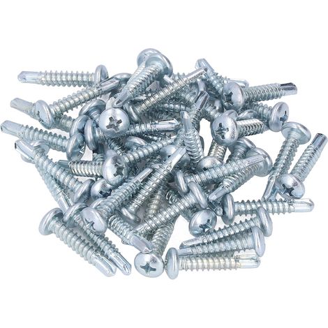 50 vis à bois autoperceuses tête ronde 4,8x25mm, acier carbone zingué, visserie croisillon pour remplacement (1/5)