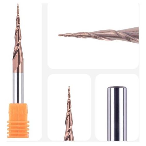 NALOOKAMIC Fraise Conique en Carbure de Tungstène 6mm - Défonceuse avec Revêtement HSi 5,2 Degrés pour la Sculpture 2D et 3D dans le Travail du Bois (1/4)