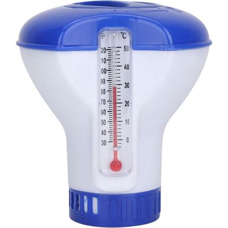 Schwimmender Chlorspender für 13-cm-Pools,verstellbare kleine Chlorboje,Chlorboje mit Thermometer,geeignet für 2,5-cm-Chlortabletten,blau (1/5)