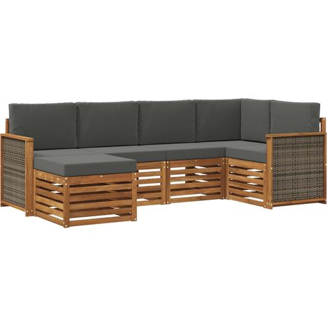 Ecksofa Set mit Kissen 5 pcs Natur und Anthrazit vidaXL