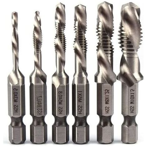 Foret Taraudeur, Jeu de Taraud Filetage Métrique Taraudage M3 M4 M5 M6 M8 M10 Coffret Forets et Tarauds HSS Revêtus de Titane 1/4 (1/5)