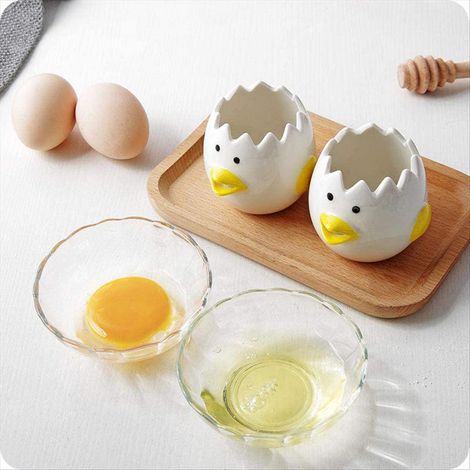 Eiertrenner aus Keramik in Form eines Kükens, Küchenhelfer zum Trennen von Eigelb und Eiweiß, Backutensil. (1/5)