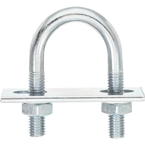 Boulons en U Ronds, 6 Ensembles de 27mm de Largeur Intérieure 59mm de Longueur M8 en Acier au Carbone Zingué U Boulon de Serrage avec Écrous et Plaques, pour Remorque de Bateau