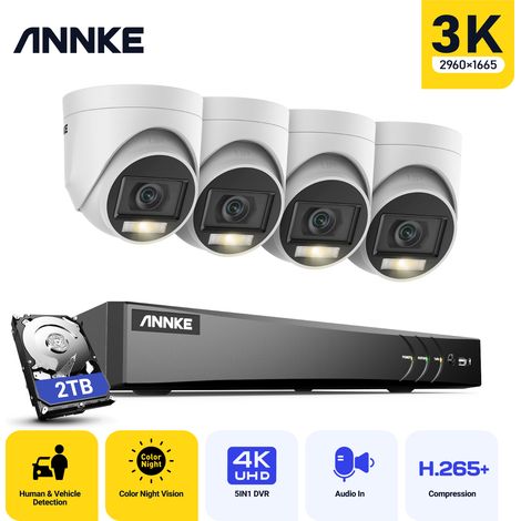 ANNKE HD 3K Camera Waterproof Night Vision Built-in Mic CCTV Security Kit 8MP Ultra HD 8CH DVR Recorder System 4Camera -2TB HDD (1/5)