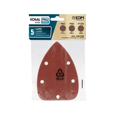 Set di 5 carte abrasive per levigatrice tipo mouse 08753 KomaTools