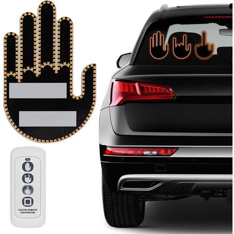 LaBlanc – Fingergesten-Licht mit Fernbedienung, Autofenster-Fingerlicht mit lustigem Schild, Finger-Autolicht, Autozubehör, Finger-Up-Handlicht