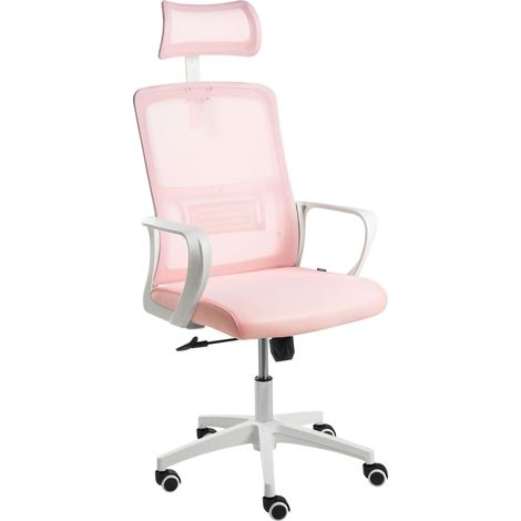Sedia da ufficio con base girevole e poggiatesta regolabile in altezza con rete Rosa pastello Monarch
