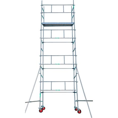 Echafaudages Stéphanois – Échafaudage roulant 8x2 m – Hauteur de travail 9 m – Charge maximale 250 kg – 4 roues pivotantes avec frein – Conforme NF EN 12810-1 et 2 (1/4)