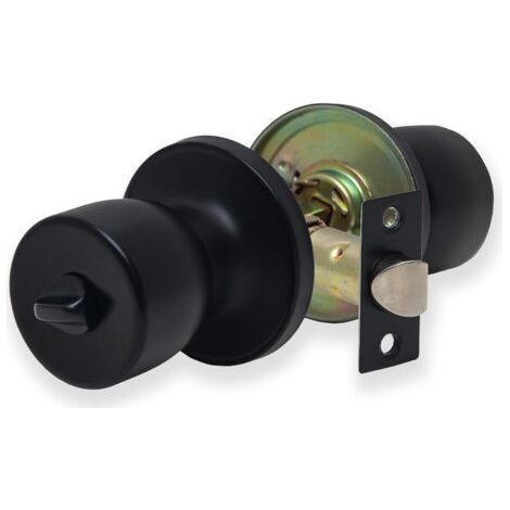 Ensemble de boutons de confidentialité noir mat, poignée de porte verrouillable pour portes intérieures de salle de bain en bois (1/5)