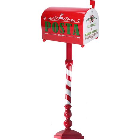 Cassetta posta di Babbo Natale Natalizia 33x20xh100 cm in Metallo rosso