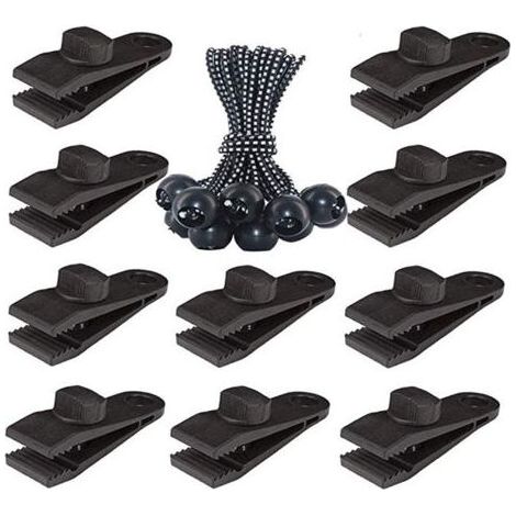 20pcs bâche tente clip, oeillet pince pour Camping tente accessoires piscine, bâche, auvent, tente de Gazebo, 10 clips + 10 boucles de corde Point blanc (1/3)