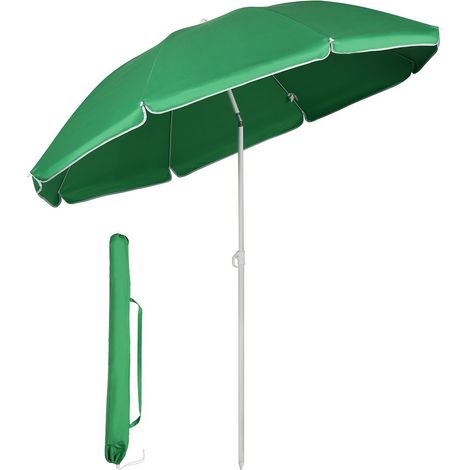 Sekey 160 cm Sonnenschirm Strandschirm mit Schutzhülle für Balkon Garten & Terrasse Neigungswinkel und Höhe verstellbar, Rund Sonnenschutz UV20+, Grün