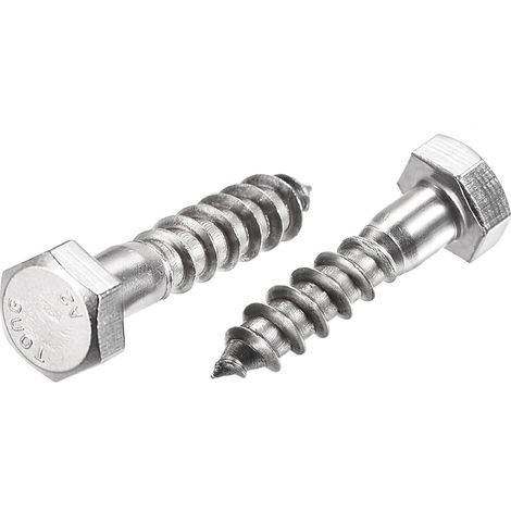 Hexagonal Tire-fond M8 x 30mm 304 Inox Acier Demi-fil Autotaraudeuse Boulons pour Bois Vis 10Pcs (1/5)