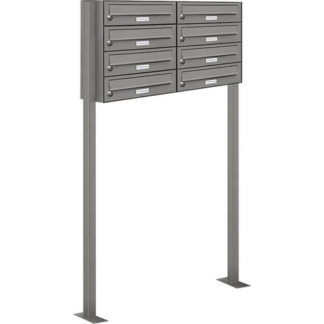 8er Premium Standbriefkasten RAL 9007 freistehend Postkasten Ständer 2x4 L (1/5)