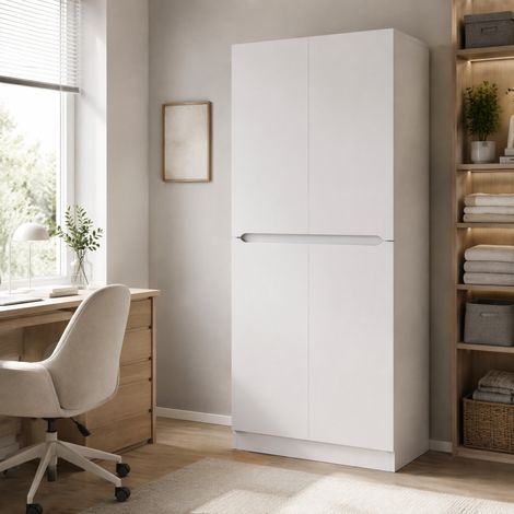 Armoire 70 x 40 x 170 cm, double porte avec niche de rangement, blanc, FloraGrace (1/5)