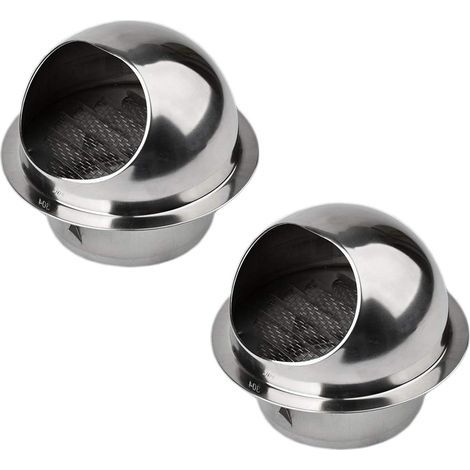 2pcs Aérateur Rond avec Grille en Acier Inoxydable Grille Ronde Couvercle de Ventilation Sortie d'évacuation Mural Bouches d'aération 100mm (1/5)