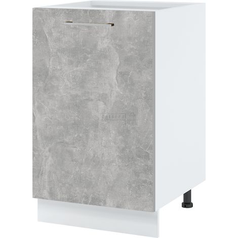Meuble bas de cuisine Bellissi Beton Naturel 1 porte L 50 cm - Porte avec poignée apparente Grey (1/5)