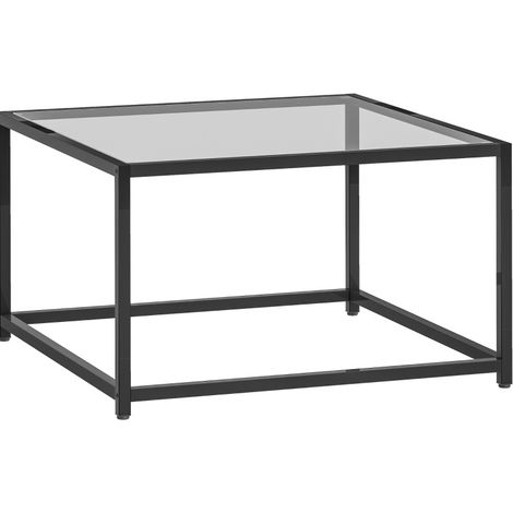 Table basse carrée en verre trempé avec structure acier noire, 68 x 68 x 39 cm, style industriel chic pour salon ou bureau, facile à monter - CHICFURN (1/5)