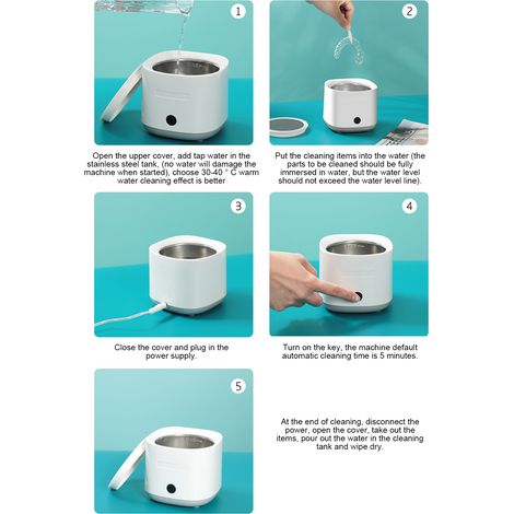 Nettoyeur de prothèses à ultrasons Appareils invisibles Machine de nettoyage orthodontique Visualisez le couvercle ouvert Synchronisation intelligente Multi-objets Vibration haute fréquence 42000HZ Do (1/5)