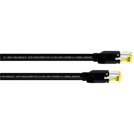 Cordial 15540 RJ45 Netzwerkkabel, Patchkabel CAT 5e S/UTP 15.00 m Schwarz PUR-Mantel 1 St.