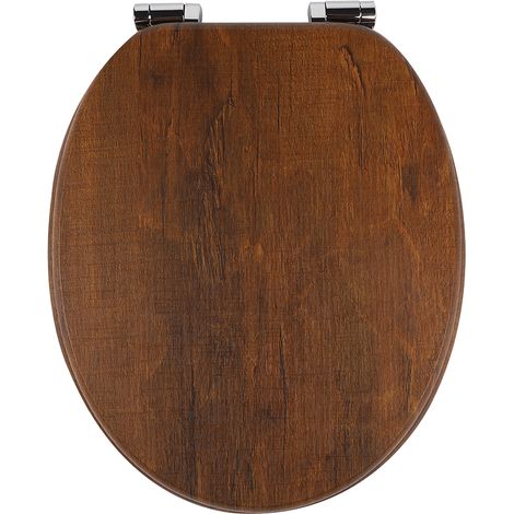 Abattant de toilettes Homseat en MDF avec fermeture amortie, aspect bois brun foncé chaleureux (1/5)
