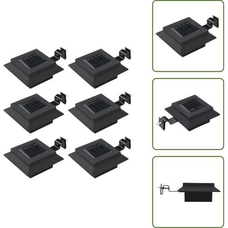 Outdoor Solarleuchten 6 Stück LED Quadratisch 12 cm Schwarz - Outdoor Beleuchtung - Solarleuchte - Gartenbeleuchtung - Sonnenenergie - LED Lampe (1/5)