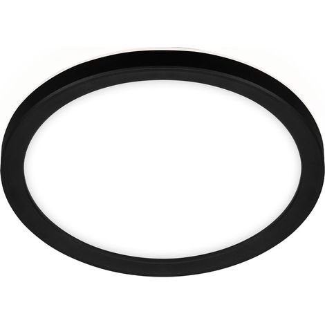 Slim LED Deckenleuchte Ø19 cm  flach, 12W, 1400 lm,  Neutralweiß, Backlight, Schwarz