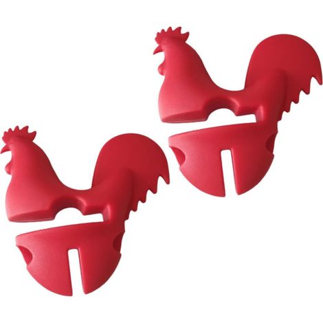 Repose-cuillère en silicone avec support pour couvercle de casserole : 2 pinces en silicone pour casserole, repose-cuillère, support pour ustensiles de cuisine, pince latérale pour couvercle de casser (1/5)
