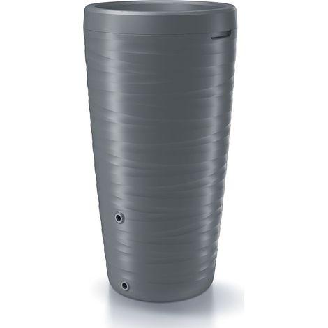 Barril de agua de lluvia 240L Maze de plastico en color gris grafito 59,3 (largo) x 59,3 (ancho) x 111 (altura) cm (1/5)