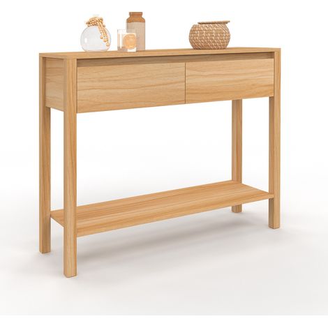 Consolle a 2 cassetti TOSCANE con 1 ripiano effetto teak (1/5)
