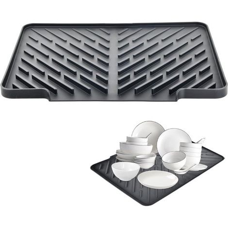 Silikon-Abtropfmatte, rutschfeste Trockenmatte, hitzebeständige Silikon-Küchenmatte, Spülbecken-Abtropfmatte, schwarz, 40 x 31 cm