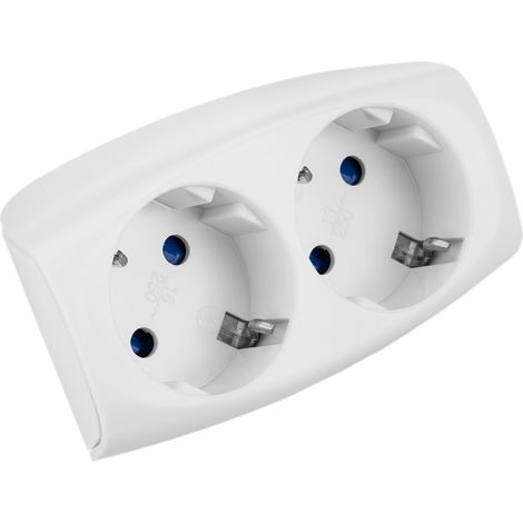 BeMatik - Adaptateur de prise multiplicateur schuko double blanc (1/5)