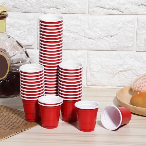 Lot de 50 gobelets jetables en plastique de 60 ml pour café, bière et autres boissons, articles de fête (1/5)