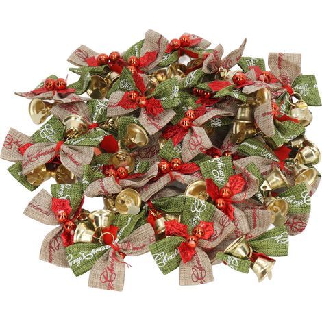Mini cloches à nud papillon en métal Durable, 50 pièces, vibrations joyeuses, nud de nol largement utilisé avec cloches pour la maison, la fête et le bureau (1/5)