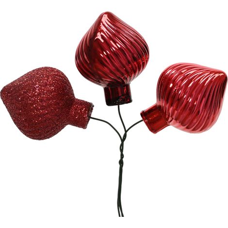 Pick decorativo in vetro su filo 3,2 x 3,2 x 4 cm rosso assortito Peraga Christmas