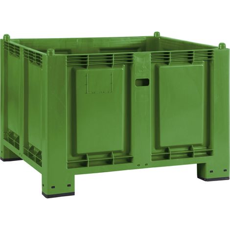 BRB Palettenbox mit 4 Füßen, LxBxH 1200x800x850 mm, Boden/Wände geschlossen. Tragkraft 500 kg (grün) (1/2)