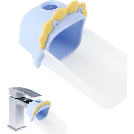 Pair Rallonge Robinet Enfant, Extension Robinet Enfant, Enfant Faucet Extender, Matériau de Qualité Alimentaire, Résistant aux Éclaboussures, Compatible avec une Large Gamme de Robinets (Bleu) (1/5)