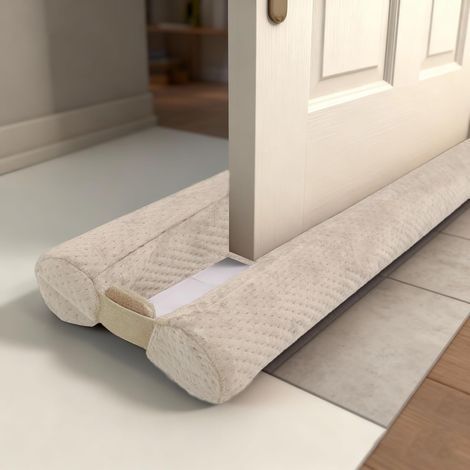 Boudin de Porte Isolant Froid Double Joint pour Porte - sans Colle - Bas de Porte Isolation Anti Bruit Poussière Stop à l'air Froid Anti Souris Insectes, Beige, 66-76cm (1/4)