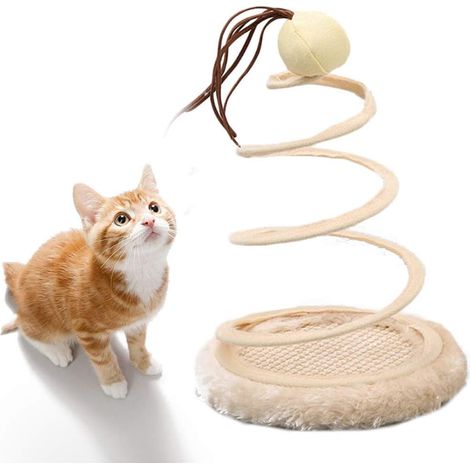 Jouet Interactif Pour Chat, Jouet En Peluche Pour Chat Avec Plaque À Ressort En Spirale Et Boule Ou Souris Amusante Jouet Créatif Pour Chat Rotatif À Ressort En Acier Inoxydable Interactif Pour Tuer L