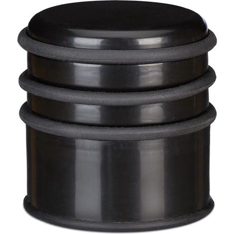 Tope de suelo, barrera anticorrientes para puertas y ventanas, ∅ cm, anillos de goma, negro, PP, 8 x 7 x 7 cm (1/5)