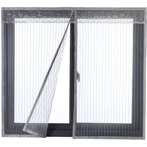 Moustiquaire Magnétique - Non spécifié - 120x130cm - Fibre de verre - Fixation auto agrippante - Gris (1/4)