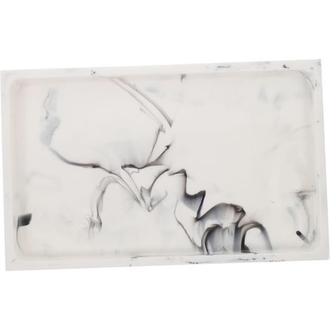 Plateau de Rangement Salle de Bain Résine Blanche Antidérapant Plateau Décoratif pour Cosmétiques et Accessoires Organisateur Compact pour Comptoir et Coiffeuse'-'- (1/5)