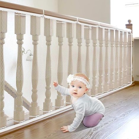 Filet de sécurité pour enfants, filet de protection antichute pour escalier, garde-corps de balcon et filet anti-excréments, filet de sécurité pour balcon et escalier 4,5 m, en polyester noir (1/5)