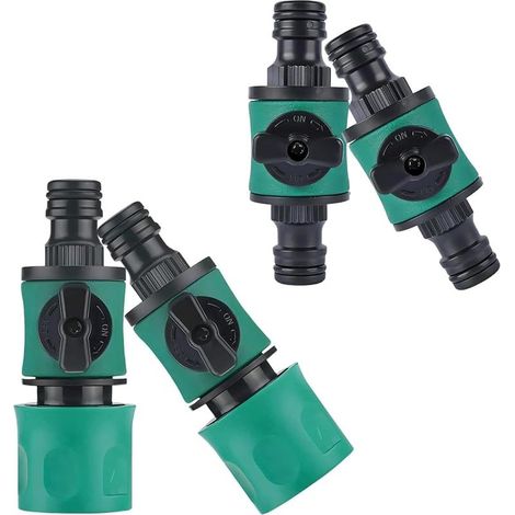 Vanne Tuyau Arrosage, 4 Pièces Vanne-Arrosage, 2 Connexions Simples et 2 Connexions Doubles Vanne D'arrêt de Tuyau D'arrosage, avec Vanne de Régulation, pour Cours, Jardins (1/5)