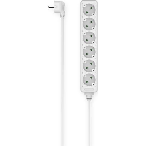 HAMA - MULTIPRISE 6 POSITIONS SCHUKO, FICHE SCHUKO, CÂBLE 1,4 MÈTRES, BLANC 00223006 (1/2)