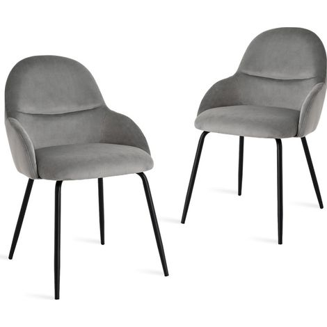 Goeurvant Sedie da pranzo in stile scandinavo minimalista, che offrono un supporto ottimale per la schiena e una base stabile in legno - Set di 2 - Grigio chiaro