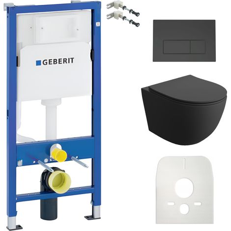 GEBERIT WC Set mit Vorwandelement, Wand-WC und Spülknopf