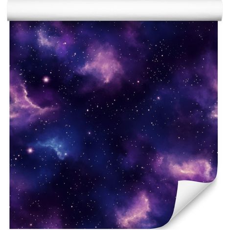Papel pintado de galaxia en acuarela azul marino, índigo, violeta y azul 50x1000 cm (1/5)