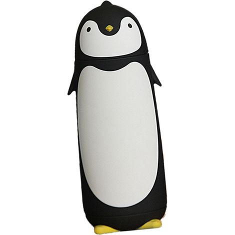 Gourde isotherme pingouin 300 ml, noire, idéale pour les activités de plein air. (1/5)